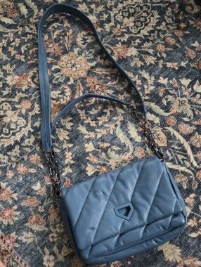 Chicos Blue Leather Crossbody Shoulder Bag